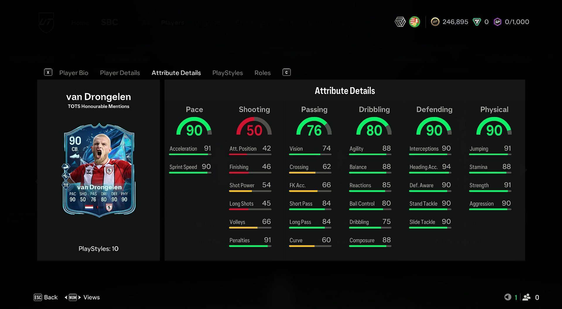 Ricky Van Drongelen SBC card stats (Image via EA Sports)
